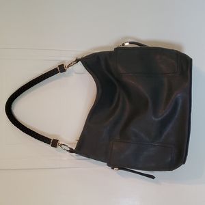 Shoulder bag, black with gold zippers